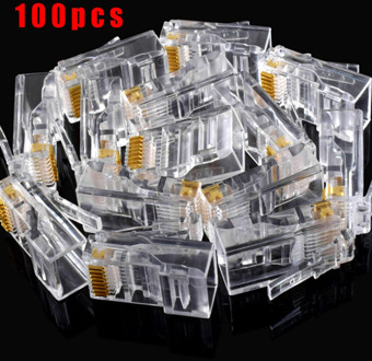 Units RJ45 Connector 6U Pass Via Ethernet Network Cable Module Plug Crystal Head RJ45 Connectors Modular Plug Pass Through
