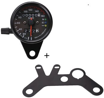 Universal 12V Motorfiets Snelheidsmeter Kilometerteller Motorcycle Dual Speed Meter Met Led Indicator Snelheidsmeter Bike met haakje-B