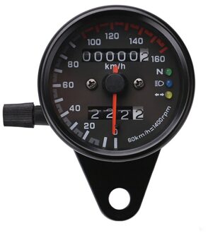 Universal 12V Motorfiets Snelheidsmeter Kilometerteller Motorcycle Dual Speed Meter Met Led Indicator Snelheidsmeter Bike zonder haakje