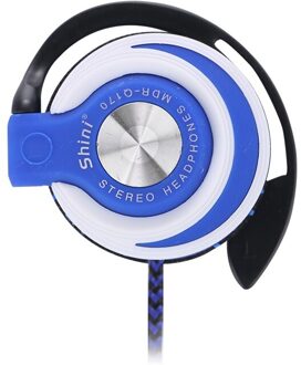 Universal 3.5Mm Wired Hoofdtelefoon Hifi Stereo Metal Koptelefoon Zware Bas Headset Over-Ear Verstelbare Oorhaak Oortelefoon Voor telefoon Blauw