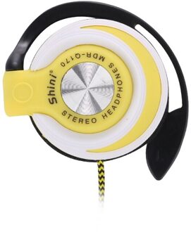 Universal 3.5Mm Wired Hoofdtelefoon Hifi Stereo Metal Koptelefoon Zware Bas Headset Over-Ear Verstelbare Oorhaak Oortelefoon Voor telefoon geel