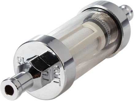 Universal Chrome Glass Fuel Petrol Diesel Inline Filter 5/16 "8mm Silver