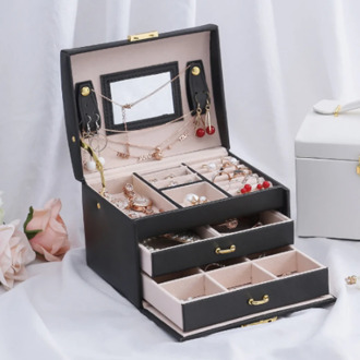 Universal Jewelry Organizer Storage Box Travel Jewelry Case Boxes Portable Makeup Watches Rings Womens Leather Jewelry Box