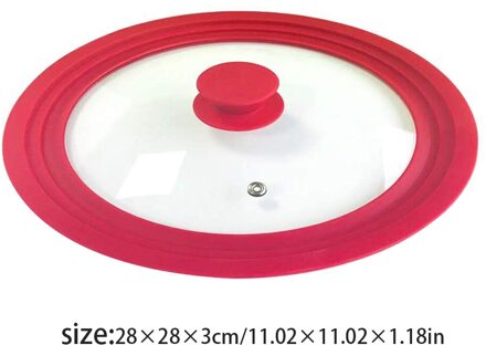 Universal Keuken Pan Deksel Gehard Glas Siliconen Velg 9.5Inch 10Inch 11Inch Voor Pot Steelpan Stoom Vent Veilig koken Accessoires rood