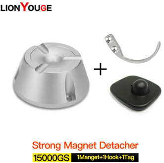 universal magnetic detacher tag Remover super magnetic eas alarm tag detacher magnet unlocking 15000GS 1magnet+1hook+1tag