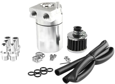 Universal Oil Catch Kan Kit Reservoir Tank Motor Black Polish Verbijsterd Aluminium Zilver