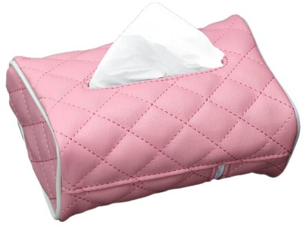 Universal Pu Lederen Auto Tissue Box Cover Servet Papier Houder Zonneklep Handdoek Organizer Case Auto Interieur Accessoires Roze