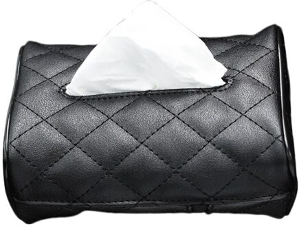 Universal Pu Lederen Auto Tissue Box Cover Servet Papier Houder Zonneklep Handdoek Organizer Case Auto Interieur Accessoires zwart