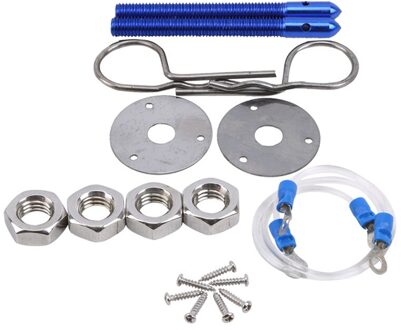 Universal Racing Car Hood Pin Motorkap Klink Kit Aluminiumlegering Mount Hood Pin Plaat Bonnet Lock Kit Auto accessoires Blauw