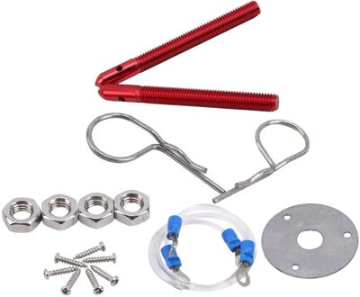 Universal Racing Car Hood Pin Motorkap Klink Kit Aluminiumlegering Mount Hood Pin Plaat Bonnet Lock Kit Auto accessoires Rood