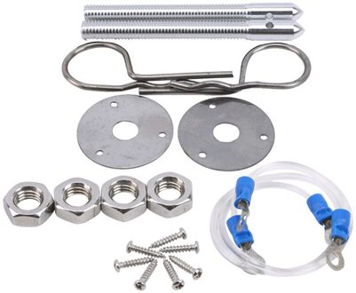 Universal Racing Car Hood Pin Motorkap Klink Kit Aluminiumlegering Mount Hood Pin Plaat Bonnet Lock Kit Auto accessoires zilver