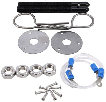 Universal Racing Car Hood Pin Motorkap Klink Kit Aluminiumlegering Mount Hood Pin Plaat Bonnet Lock Kit Auto accessoires zwart