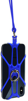 Universal Siliconen Mobiele Telefoon Lanyard Houder Case Cover Telefoon Neck Strap Ketting Sling Voor Smart Mobiele Telefoon blauw