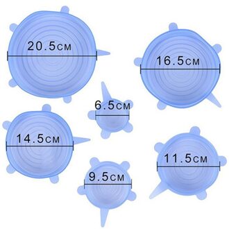 Universal Siliconen Stretch Voedsel Deksels Om Voedsel Vers Herbruikbare Deksel-Kom Opslag 6 Stks/set Stretch Deksels Keuken Accessoires blauw