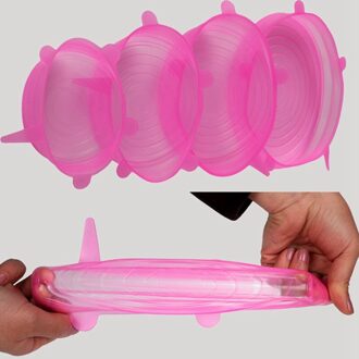 Universal Siliconen Stretch Voedsel Deksels Om Voedsel Vers Herbruikbare Deksel-Kom Opslag 6 Stks/set Stretch Deksels Keuken Accessoires rood