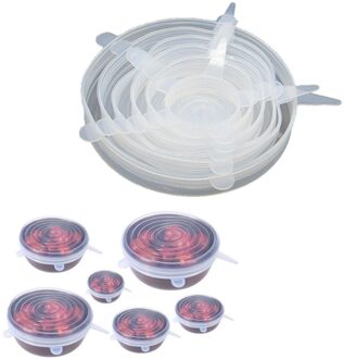 Universal Siliconen Stretch Voedsel Deksels Om Voedsel Vers Herbruikbare Deksel-Kom Opslag 6 Stks/set Stretch Deksels Keuken Accessoires wit