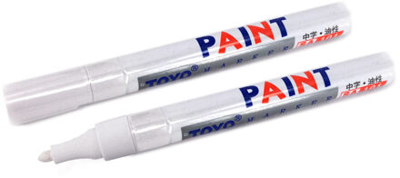 Universal White Loopvlak Rubber Paint Marker Verf-Herstellen Pen Auto Motorfiets Whatproof Band Metalen