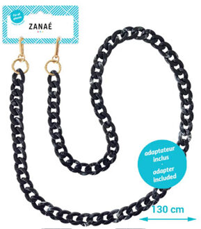 Universeel telefoon koord ketting - Marble Vibe - Zwart - One size
