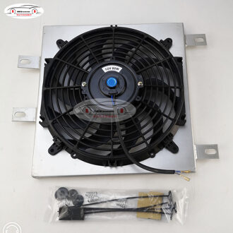 Universele 12 Inch 12V 80W 2100 Rpm Rechte Zwarte Blade Elektrische Koeler Fan Kit + De Ventilator frame Fan rack plus fan