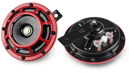 Universele 12V 139DB Grille Mount Twin Waterdichte Super Tone Elektrische Claxon Sirene Dual Tone Elektrische Pomp Loud Air hoorn rood