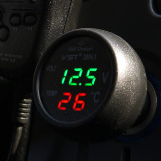 Universele 12V 24V Auto Volt Meter Auto Led Digitale Voltmeter Gauge Thermometer Usb Charger Voltmeter Sigarettenaansteker Rood