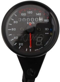 Universele 12V Motorfiets Snelheidsmeter Kilometerteller Led Indicator Dual Speed Meter Dash Board zwart