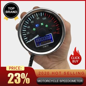 Universele 12V Motorfiets Snelheidsmeter Led Digitale Toerenteller Liquaid Crystal Instrument Gauge Kilometerstand Met Brandstof Meter Indicator