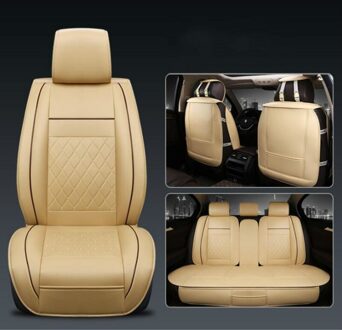 Universele 1Pc Luxe Pu Lederen Auto Bekleding Accessoires Kussen Autocovers Met Tire Track Voor Auto 'S Auto Product Beige