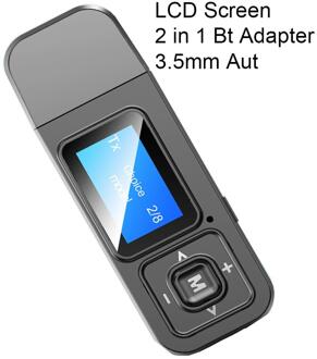 Universele 2 In 1 Bluetooth 5.0 Auto Draadloze Audio Adapter Lcd Digitale Display Ontvanger Zender Adapter Auto