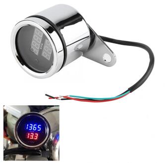 Universele 2 In 1 Motorfiets Led Digitale Voltmeter Toerenteller Gauge Kilometerstand Snelheidsmeter Digitale Toerenteller Spanning Display
