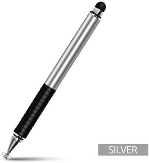 Universele 2 In 1 Stylus Pen Tekening Tablet Pennen Capacitieve Scherm Caneta Touch Pen Voor Mobiele Telefoon Smart Potlood Accessoires zilver Touch Pen
