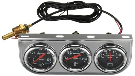 Universele 2 Inch 52Mm Chrome Olie Druk Water Temp Volt Triple Gauge Set 3 In 1