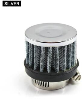 Universele 25Mm Auto Luchtfilter Clip-On Auto Ronde Conische Cold Air Intake Filter Kit Vent Carterontluchting deel Auto Accessoire zilver