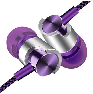Universele 3.5Mm In-Ear Stereo Oordopjes Headset Met Microfoon Geschikt Voor Mobiele Telefoon Android Ios Vijf Kleur paars