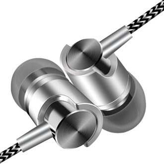 Universele 3.5Mm In-Ear Stereo Oordopjes Headset Met Microfoon Geschikt Voor Mobiele Telefoon Android Ios Vijf Kleur zilver