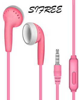 Universele 3.5Mm Microfoon Bedrade Headset In-Ear Stereo Bass Hoofdtelefoon Oortelefoon Abs Wired Sport Nekband Oortelefoon Voor sansung Iphone roze
