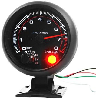 Universele 3.75 Inch 12V Wit Led Backlit Toerenteller Gauge Met Red Shift Light Voor Auto Benzine Auto, 0-8000 Rpm