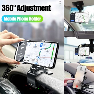 Universele 360 Graden Auto Telefoon Houder Gemonteerd Dashboard Zonneklep Achteruitkijkspiegel Smartphone Stands Auto Rack Voor Auto Mobiele
