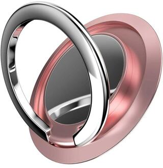 Universele 360 Vinger Ring Mobiele Telefoon Houder Stand Magnetische Auto Metalen Grip Voor Iphone Samsung Huawei Xiaomi roos