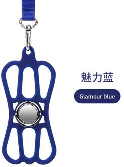 Universele 4.7-6.2in Siliconen Mobiele Telefoon Lanyard Houder Case Cover Telefoon Neck Strap Ketting Sling Voor Smart Mobiele Telefoon lanyard blauw