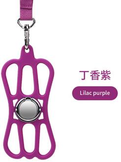 Universele 4.7-6.2in Siliconen Mobiele Telefoon Lanyard Houder Case Cover Telefoon Neck Strap Ketting Sling Voor Smart Mobiele Telefoon lanyard paars