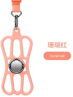 Universele 4.7-6.2in Siliconen Mobiele Telefoon Lanyard Houder Case Cover Telefoon Neck Strap Ketting Sling Voor Smart Mobiele Telefoon lanyard shanhu rood