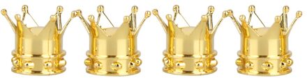 Universele 4 Stuks Ventieldopjes Gold Crown Tyre Wheel Stem Air Valve Caps Auto Truck Fietsonderdelen Accessoires Fit auto Truck Bike goud