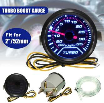 Universele 52Mm 2 "Auto Gauge Druk Turbo Boost Meters Meter In. Hg Psi Rook Wijzerplaat Gezicht Wit Digitale Led Licht