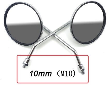 Universele 8 10Mm Motorcycle Achteruitkijkspiegels Chrome Scooter Side Spiegel Voor Suzuki GN125 GN250 GN400 Honda Kawasaki Bajaj Vespa 10mm (M10)