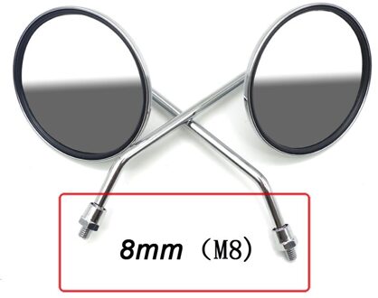 Universele 8 10Mm Motorcycle Achteruitkijkspiegels Chrome Scooter Side Spiegel Voor Suzuki GN125 GN250 GN400 Honda Kawasaki Bajaj Vespa 8mm (M8)