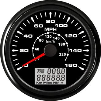 Universele 85mm GPS Snelheidsmeter Gauge 160MPH Reis Teller Kilometerteller voor Auto Racing Motorcycle 9-32 V 160MPH-BN