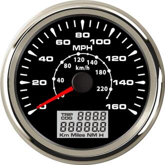 Universele 85mm GPS Snelheidsmeter Gauge 160MPH Reis Teller Kilometerteller voor Auto Racing Motorcycle 9-32 V 160MPH-BS
