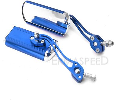 Universele Aluminium Motorfiets Achteruitkijkspiegels 8Mm 10Mm Stuur Spiegels Draaibare Scooter Motorbike Achteruitkijkspiegel 5 Kleuren blauw