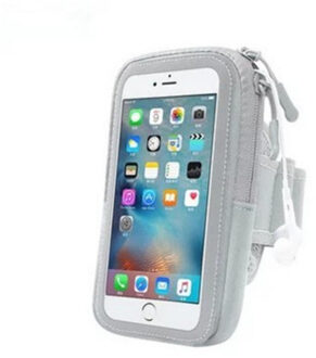 Universele Arm Tas 4-6Inch Mobiele Motion Telefoon Armband Cover Voor Running Sport Arm Band Houder Van De telefoon Op De Arm Case Cover grijs